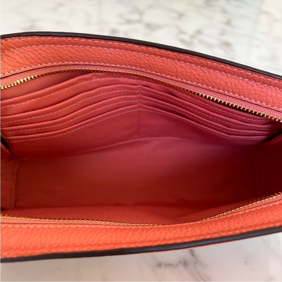 Coach Flap Signature Clutch wristlet wallet in subtle coral color leather! NWOT - Picture 3 of 13